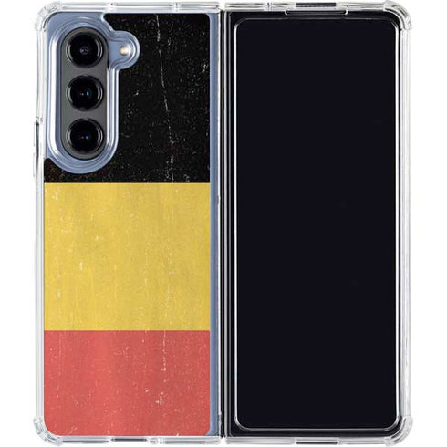 Belgium Flag Distressed Galaxy Z Fold5 5G Clear Case